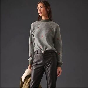 Anthropologie T.La Moss Embroidered Crewneck Sweater
